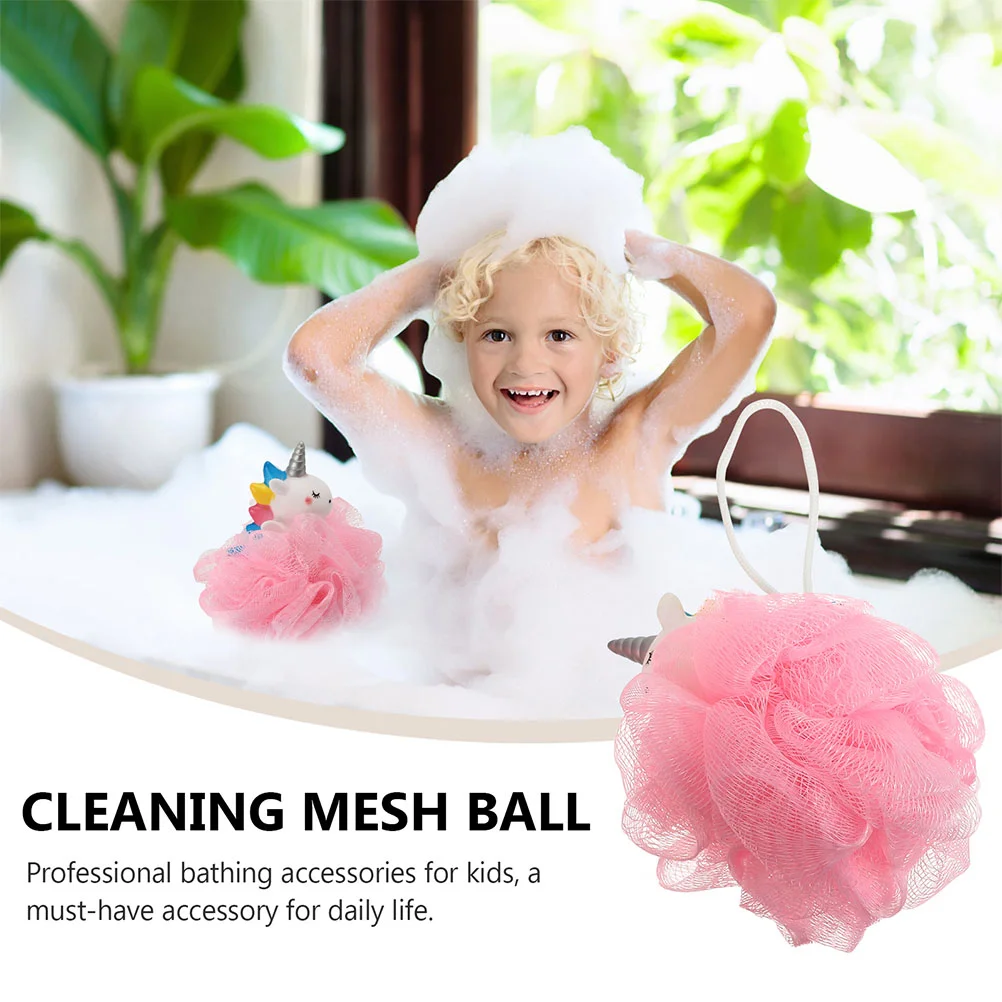 2 Pcs Unicorn Bath Ball Kids Shower Sponge Mesh Tennis Scrubber for Children Bubble Net