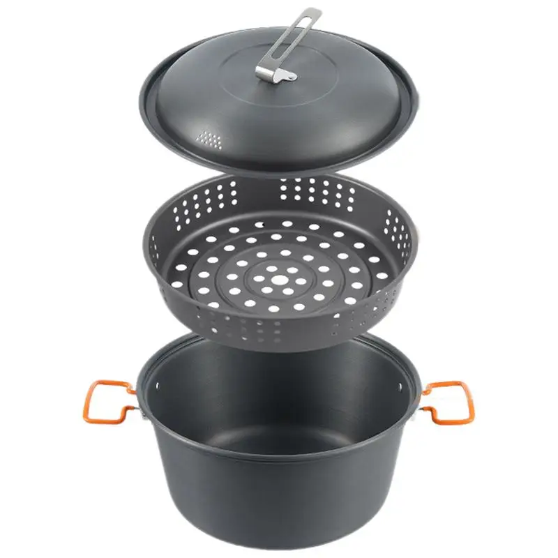 Camping Steamer Pot 4.5L Portable Steamer Camping Cooking Pot Non-Stick Pot Lightweight Cookware for Outdoor Dining for Rice