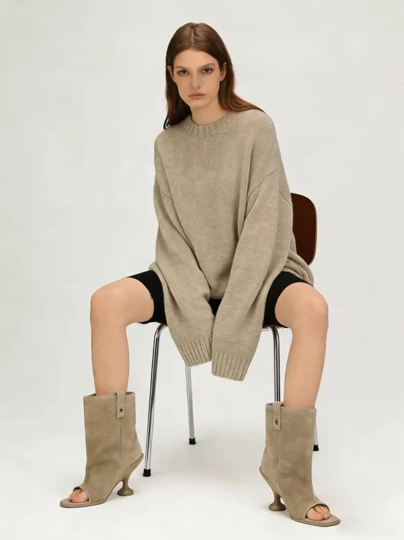 2026 Fish Mouth Special-shaped High-heeled Cool Boots Slope Heel Wide Tube Open-toed Sexy Cross-border Short Boots Bare Boots