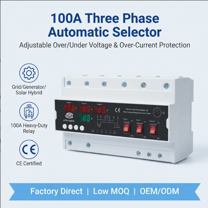 Three Phase Phase Selector Double Relays Reconnect Under Over Voltage Protection Device Auto Voltage Monitor