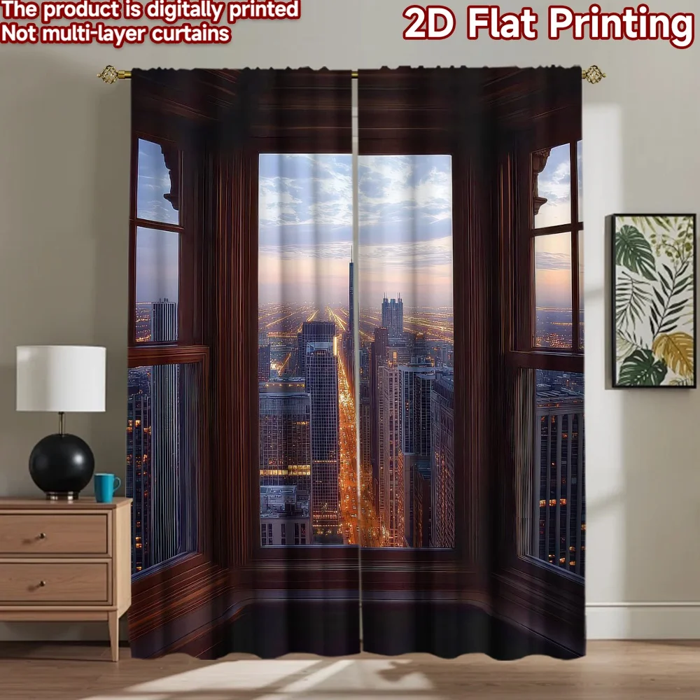

1pc 2D flat Photography Backdrop Party Backdrop Cityscape Through 100% Polyester Festive Wall Decor Use for Holiday portraits