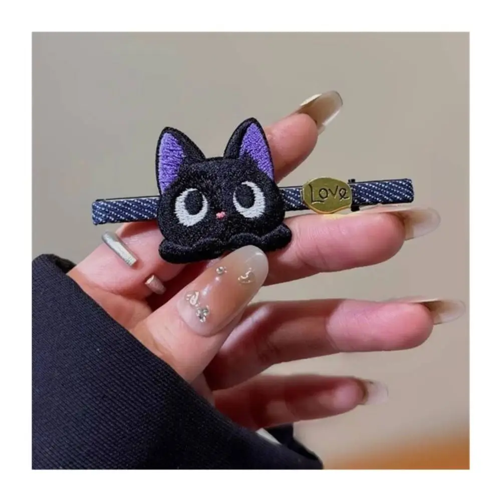 Kawaii الكورية نمط الفتيات Bowknot مقاطع الشعر لطيف القطة السوداء رائعة أغطية الرأس المطرزة موضة بانج كليب الهدايا #4