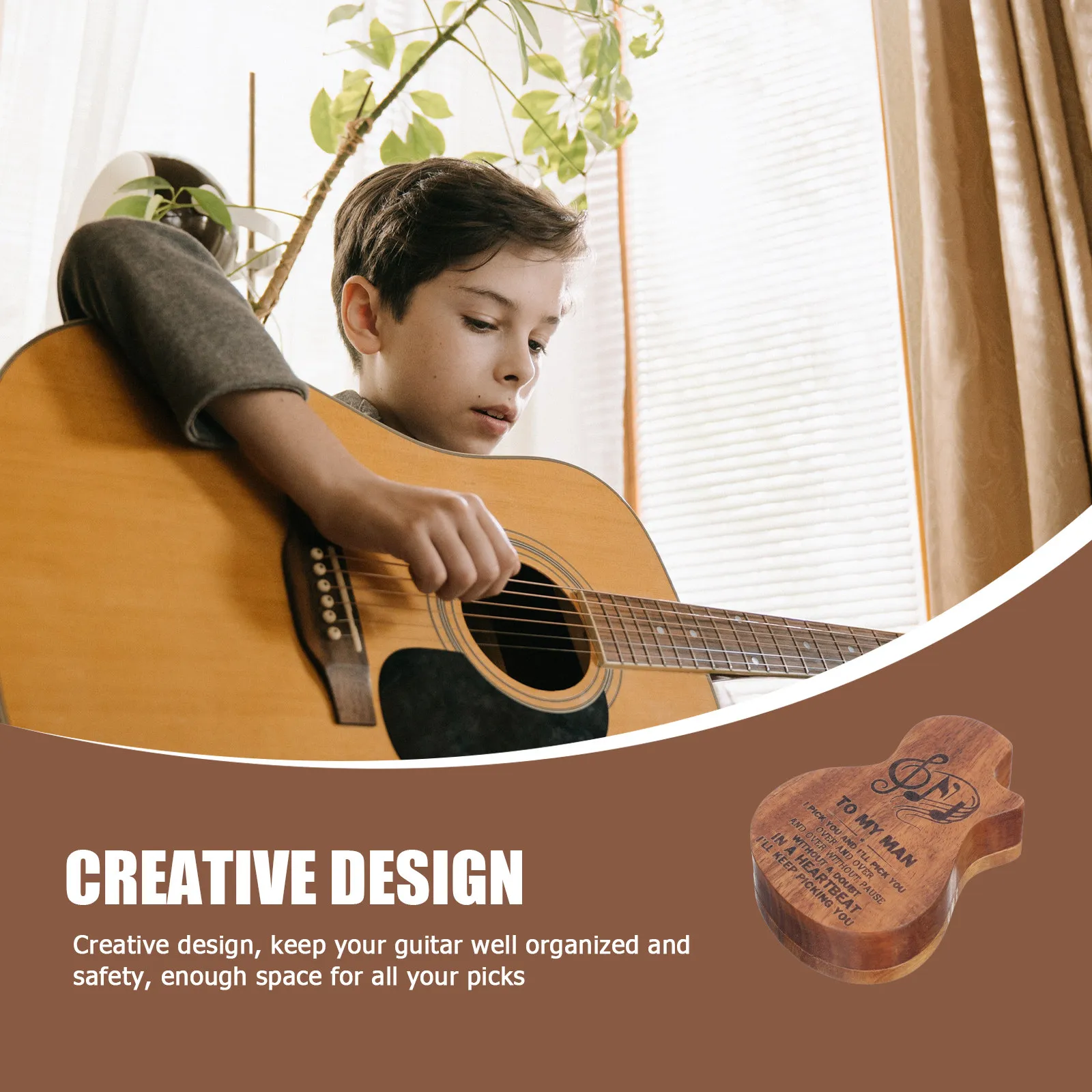Premium Wooden Guitar Pick Case Plectrum Storage Box Organizer for Guitarists Wide Applicability Travel School Concert Music