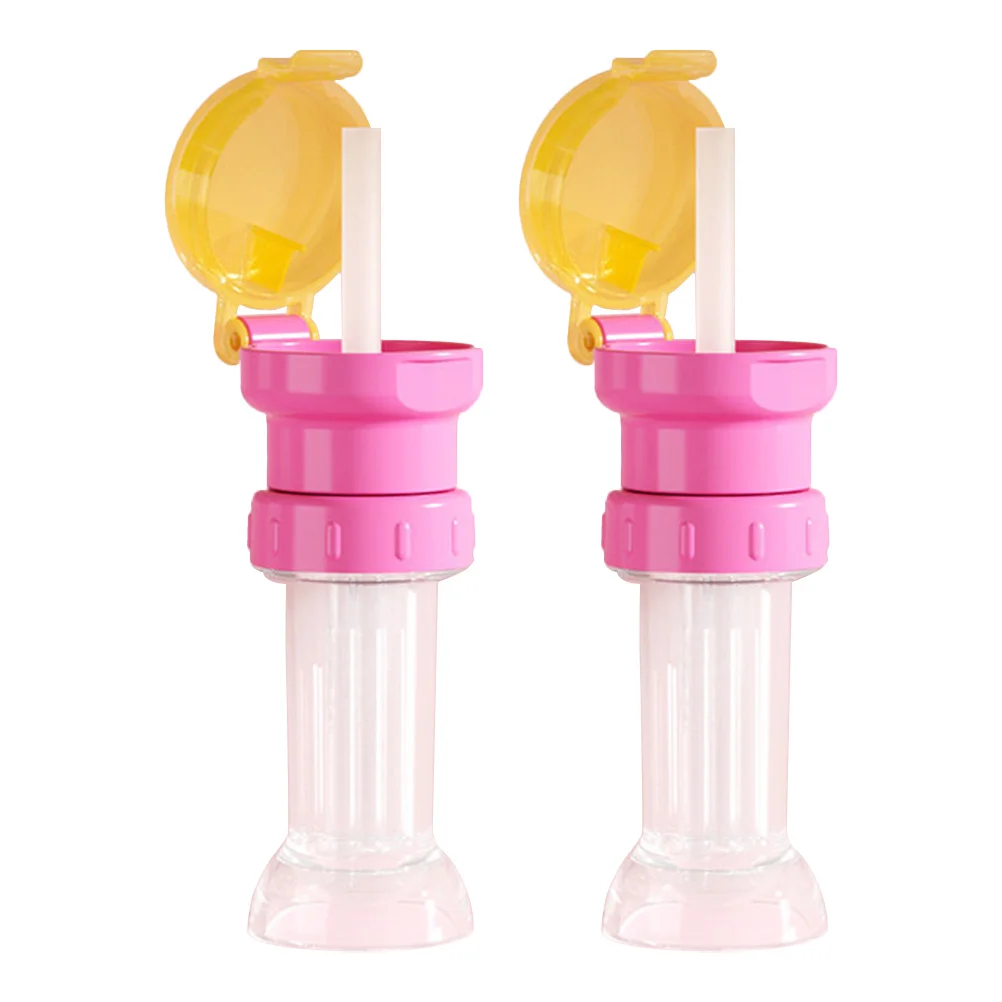 2 Pcs Spill Bottle for Kids Straw Caps Anti-choking Beverage Lid with Beverages