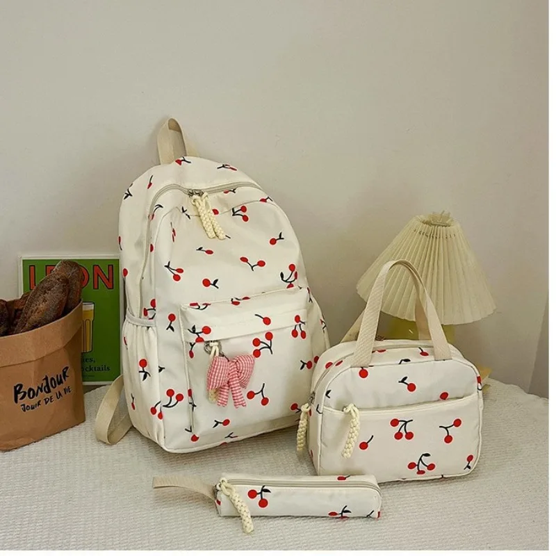 3pcs/set Student Fresh Backpack Oxford Cloth With Pencil Case And Lunch Bag Lightweight Girl Backpack