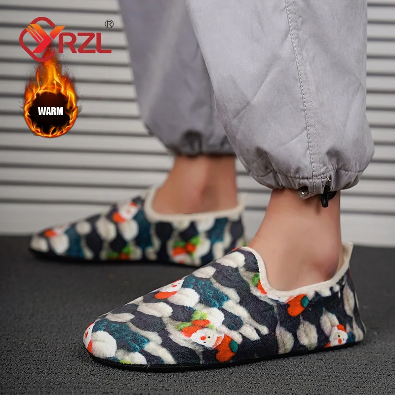 YRZL Indoor Men Shoes Christmas Santa Claus Designer Men's Slippers Soft-soled Casual Shoes Non-slip Lightweight Cotton Shoes