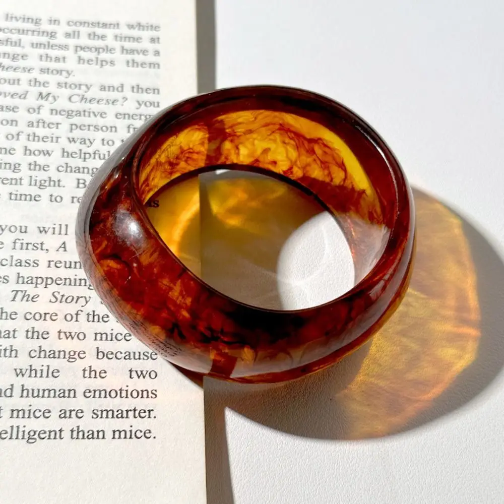 

Creative Irregular Chunky Bracelets Geometric Charm Resin Bangles Smudge Bohemian Retro Hand Ring Girls