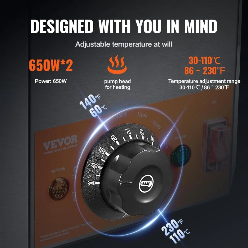 موزع كهربائي VEVOR مع مضخات، سخان حلوى ساخن تجاري 2.3 × 2 كيو تي، مضخات مزدوجة ساخنة من الفولاذ المقاوم للصدأ، درجة حرارة 86-230