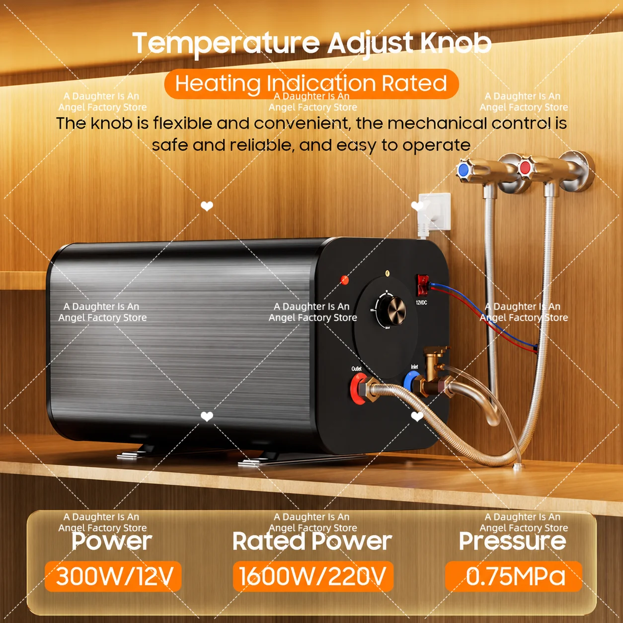 300W 30L 12V 220V Dual Voltage Electric Water Heater Portable RV Storage Water Tank Heater
