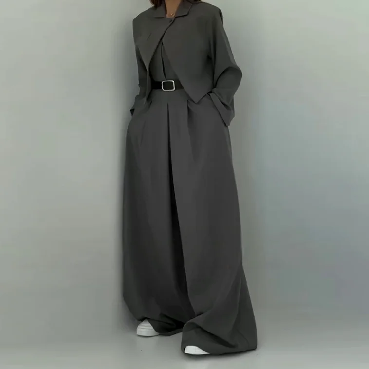 Mono de mujer de manga larga, top de manga corta, conjunto de dos piezas, moderno e informal, primavera/verano 2025, nuevo artículo