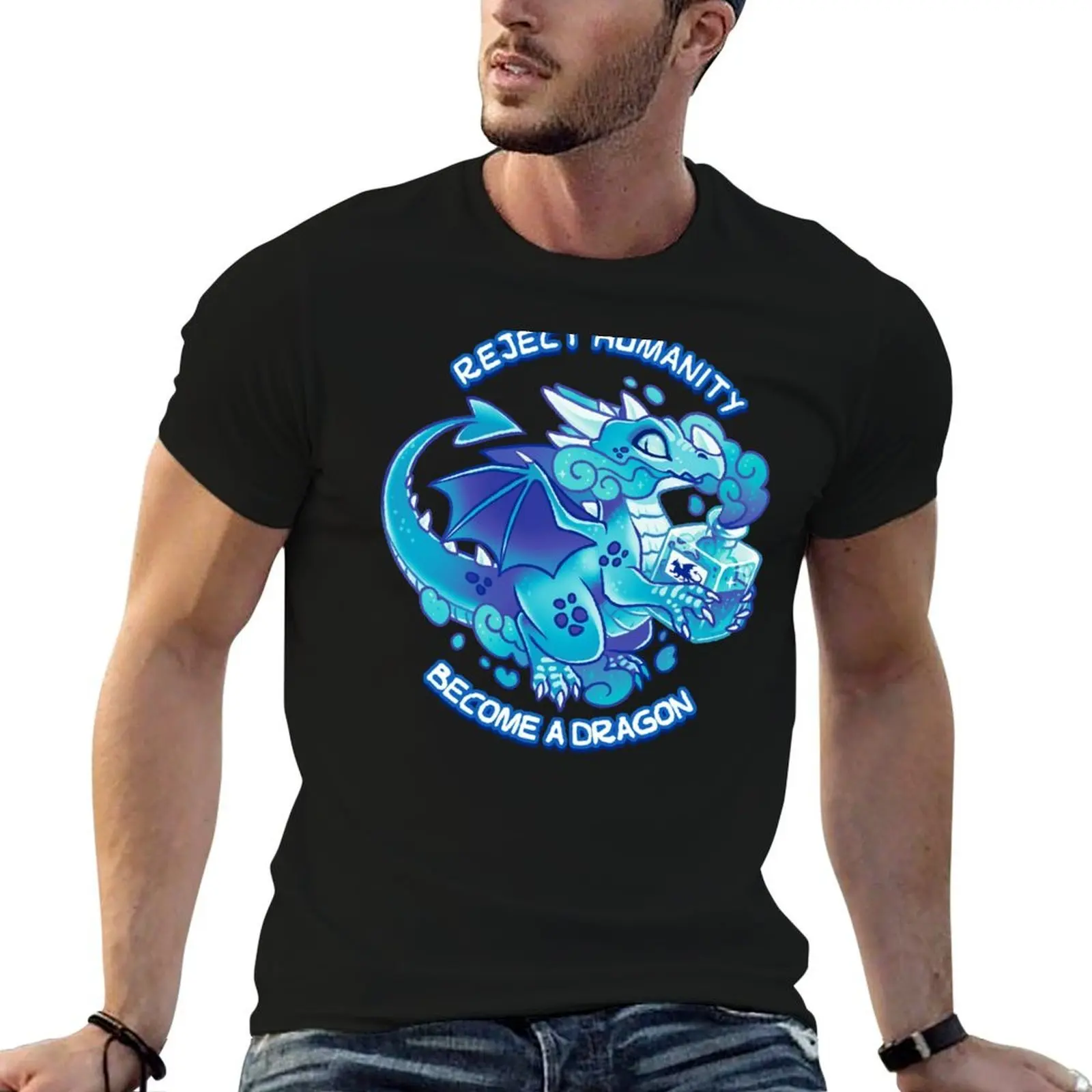 Répudiez la civilisation humaine, devenez un DRAGON DE GLACE ! T-shirt basique uni toutes saisons