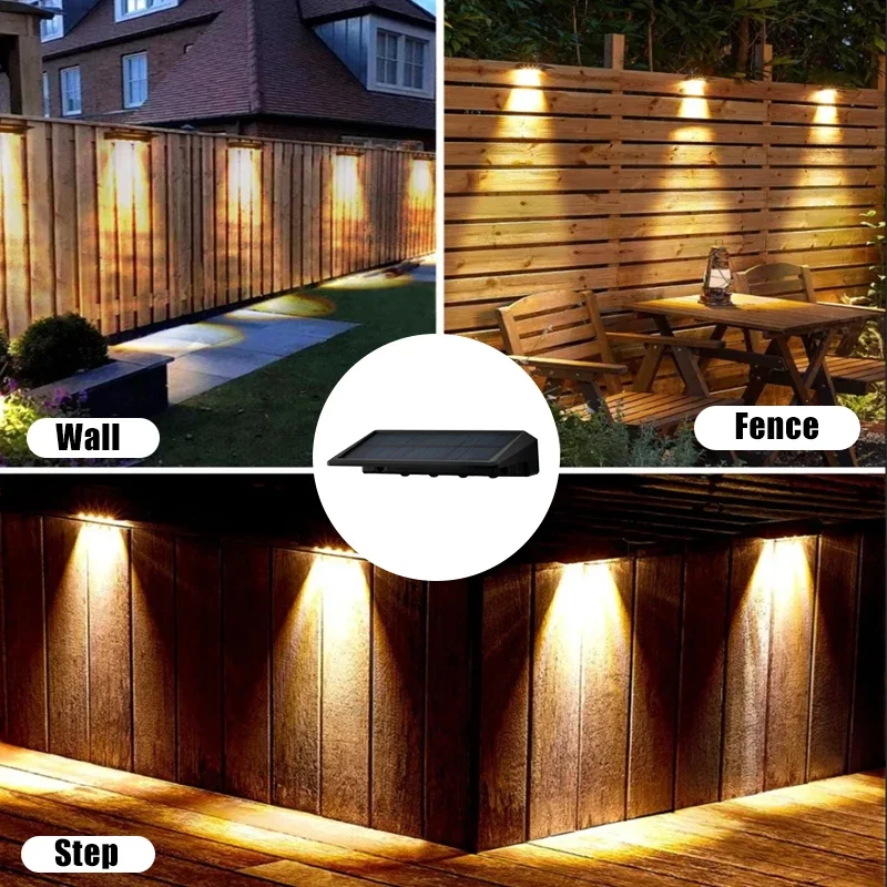 ضوء الجدار الشمسي في الهواء الطلق LED مصباح السياج في الهواء الطلق إضاءة مقاومة للماء لتزيين الفناء إضاءة الجدار الخارجي للحديقة