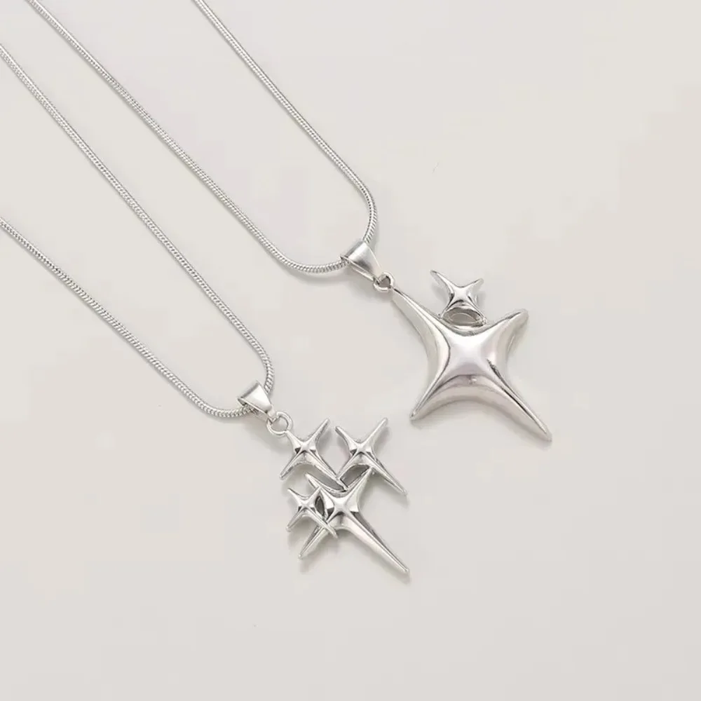 

Простое ожерелье-чокер Y2K, ожерелье с четырехконечной звездой, регулируемое ожерелье с подвеской в виде распятия, модное ожерелье серебряного цвета, ювелирные изделия