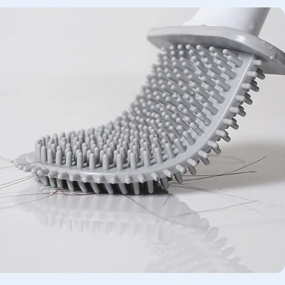 

Wall Mounted Toilet Cleaner Brush Set Flexible Head Water Leak Proof Silicone Cleaning Brush No-drill Durable Bathroom Brush