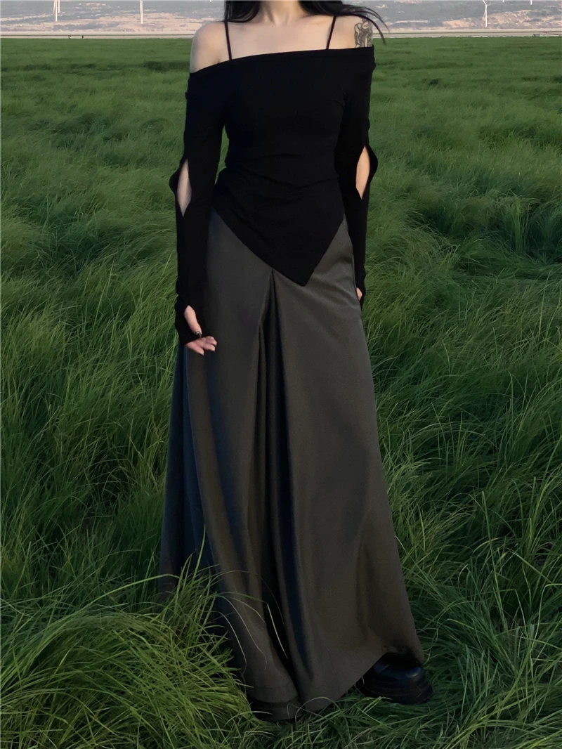 

Moonlet Широкие брюки с высокой талией длиной до пола, утягивающие универсальные хлопковые джинсовые брюки Busin Sle для женщин