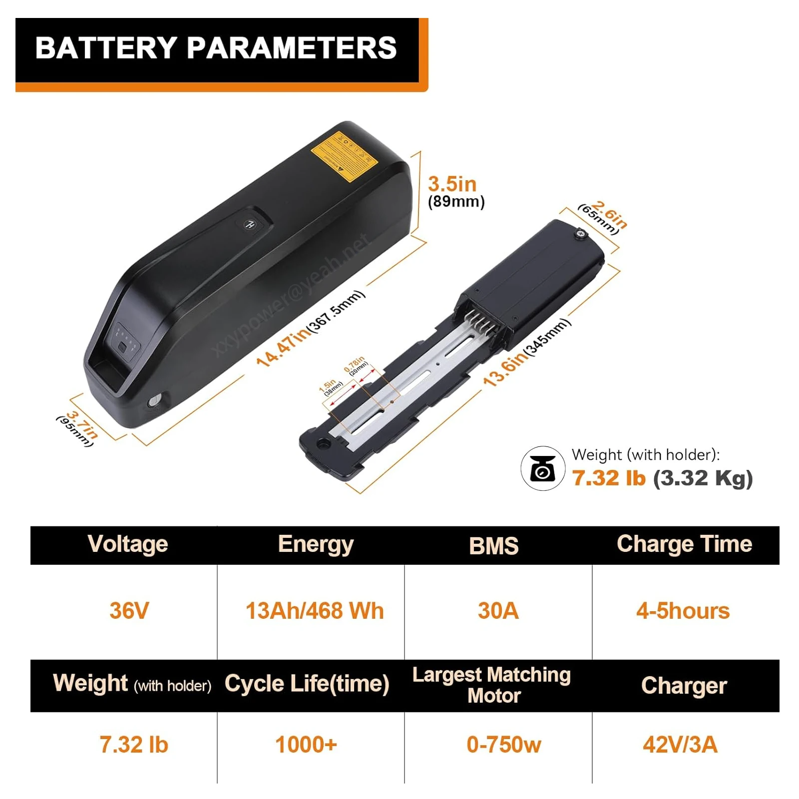 36V Hailong Ebike Battery 10AH 13AH 15AH 16AH 17.5AH Lithium Battery with 30A BMS