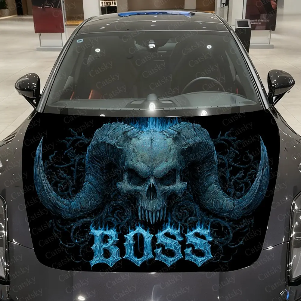 

Underworld Horned Bone Overlord Car Vinyl Wrap, PVC Waterproof Car Hood Sticker, Self-Adhesive Scratch-Resistant Stickers