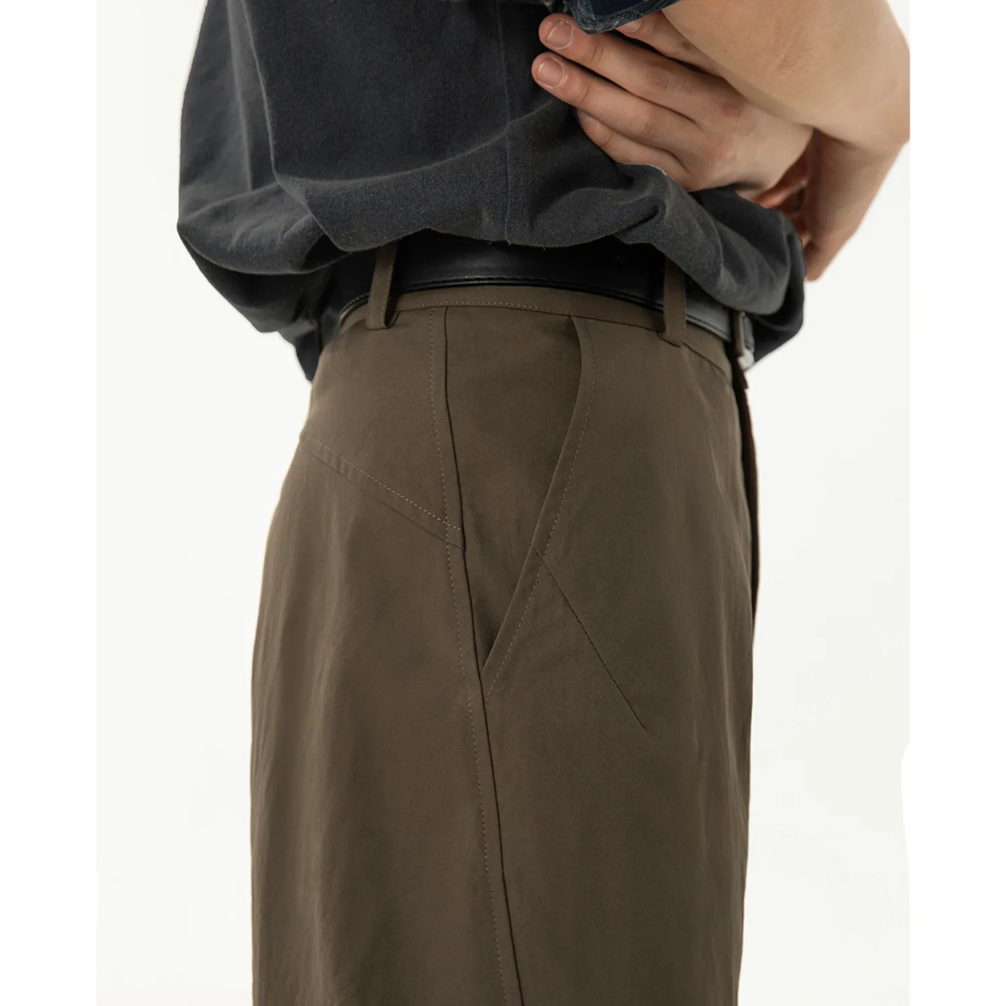 아메리칸 스타일 빈티지 남성 캐주얼 바지 와이드 레그 팬츠 드레이프 접힌 봄 패션 브랜드 스트레이트 레그 바닥 길이 A6LS