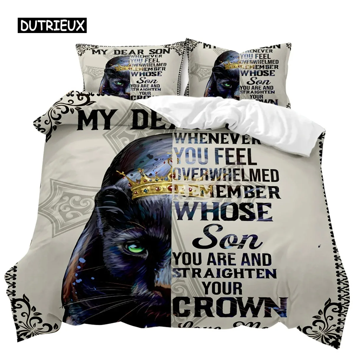 

Letter Duvet Cover Set Letter Motivational Words To Son Letter Bedding Set Bedclothes Double Queen King Polyester Quilt Cover