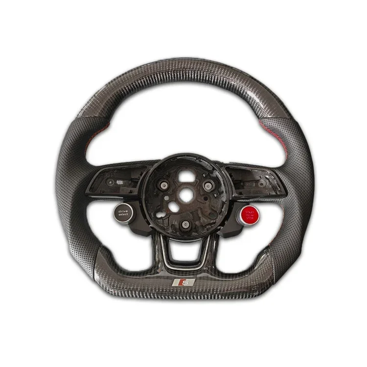 

Carbon Fiber Steering Wheel For Audi A3 8v A4 S4 A5 S5 B9 TTTS Driving Mode And Start Two Buttons