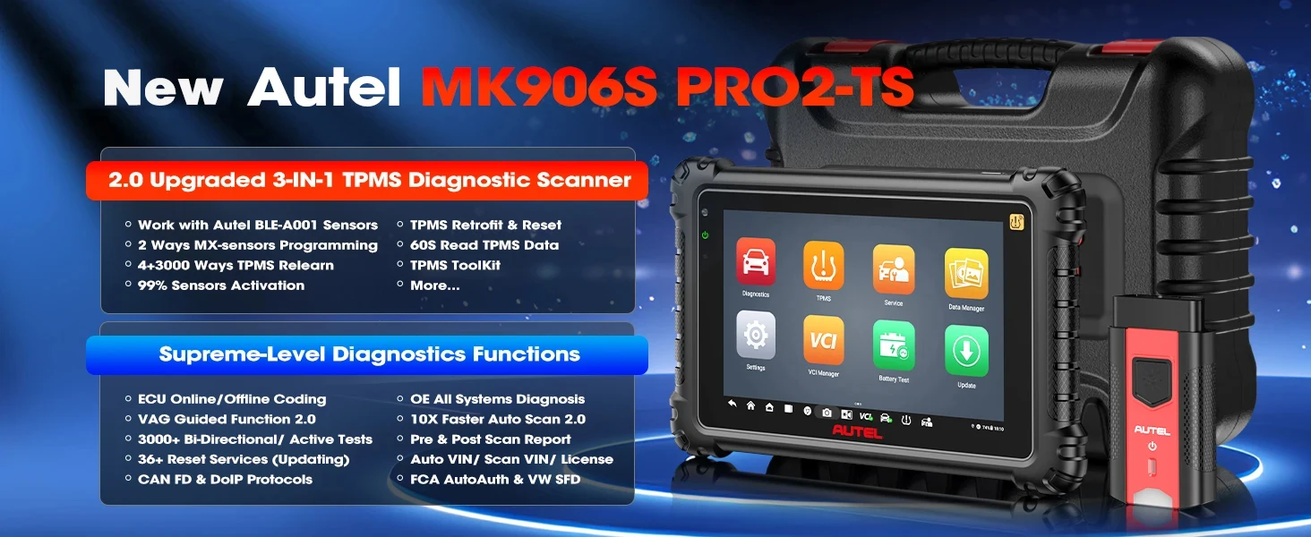 Autel MaxiCOM MK906S Pro2-TS MK906S Pro-TS Auto-TPMS-Programmierdiagnosetool ECU-Codierung aller Systeme OBD2-Diagnosescanner – Detail 1