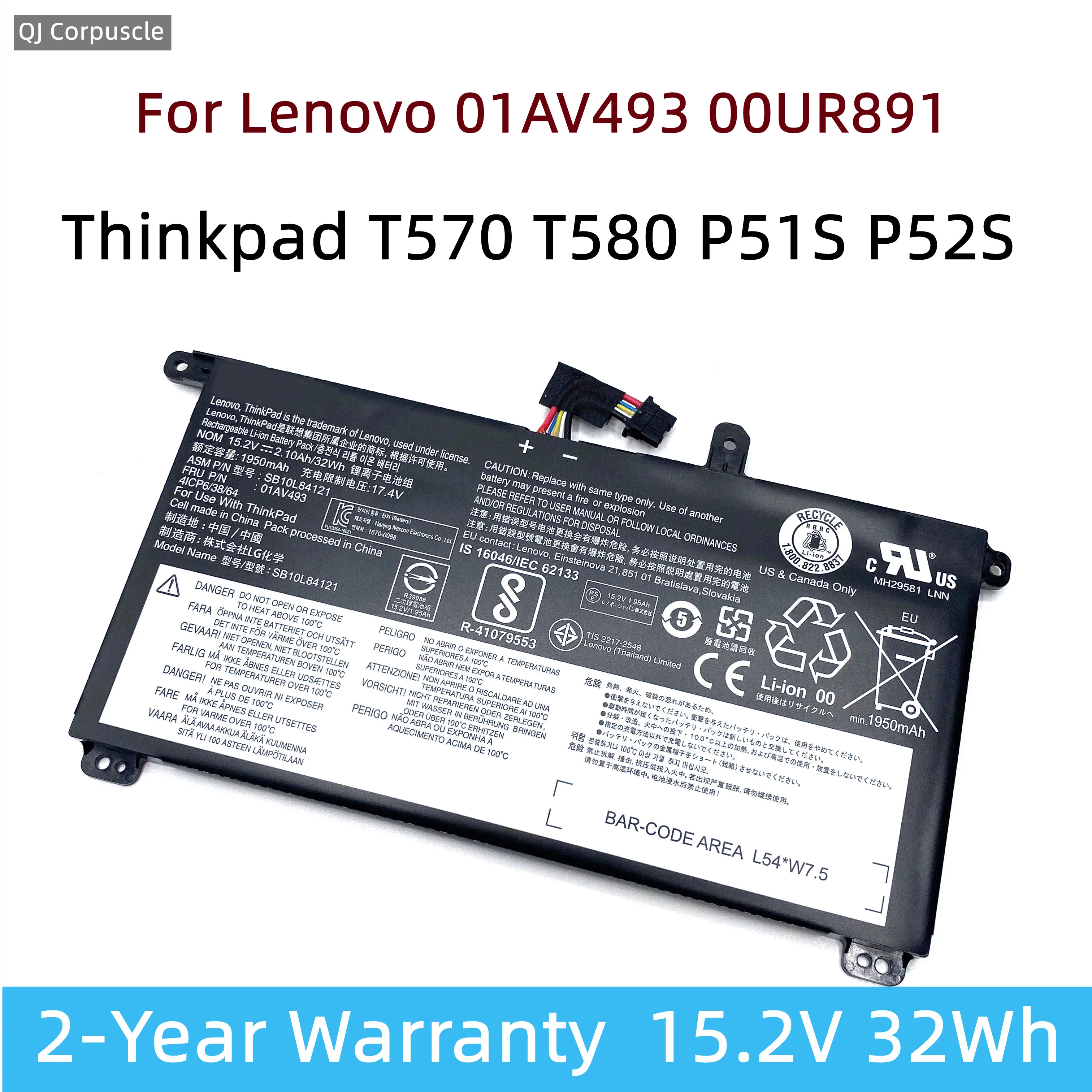 

Original 01AV493 Laptop Battery For Lenovo Thinkpad T570 T580 P51S P52S Series SB10L84121 00UR891 00UR892 SB10L84122 SB10L84123