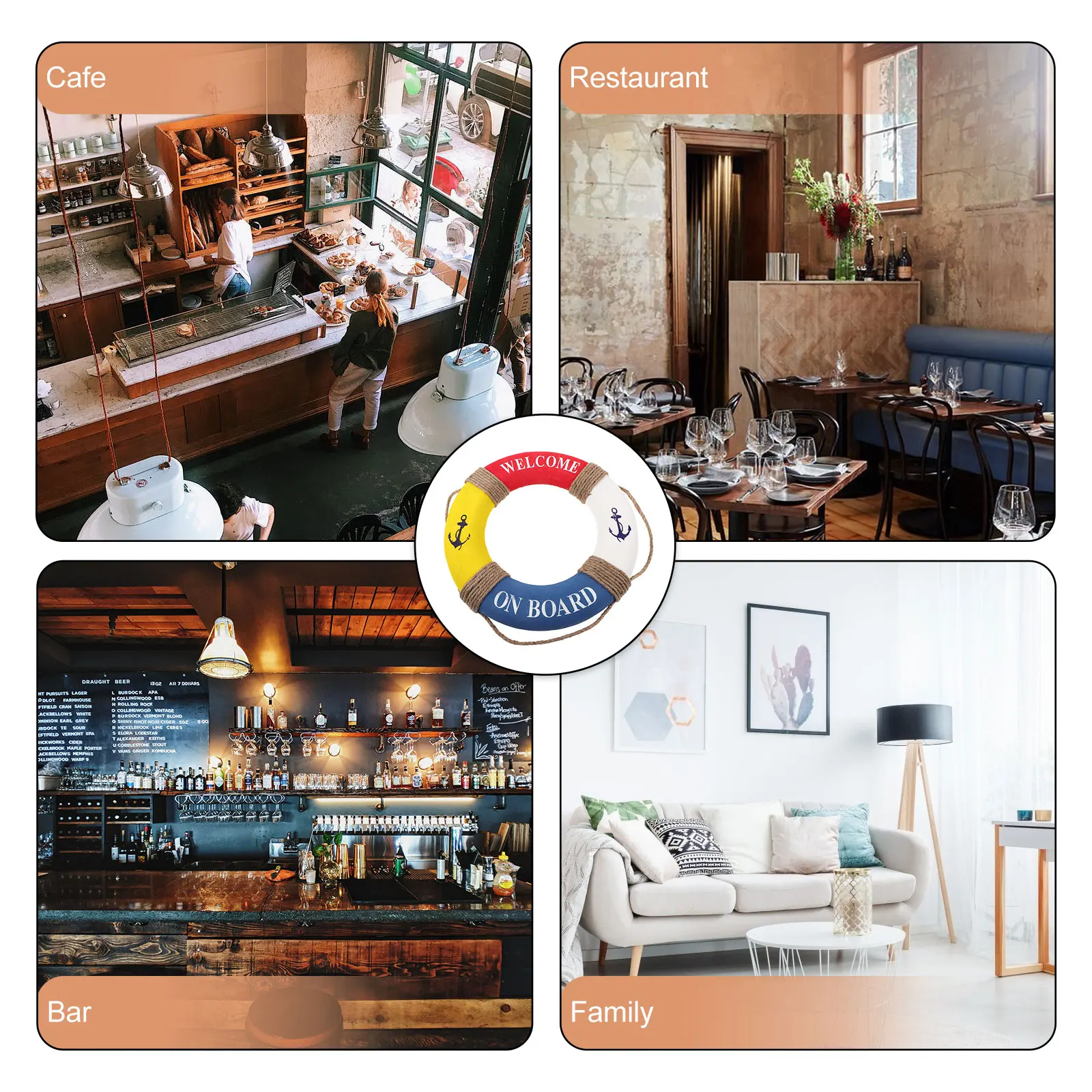 40 سنتيمتر Lifebuoy الديكور البحر الأبيض المتوسط نمط معلقة حلية للمقهى مطعم بار متجر باب جدار نافذة ديكور المنزل علامة حمراء