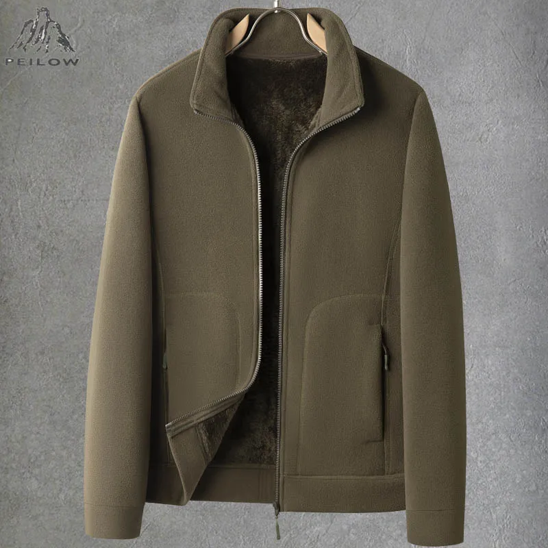 

Men's Polar Fleece Jackets Winter Thicken Warm Military Coat Zip-Up Thermal Fleece Lined Coats Casual Warm Outwear Men Clothing