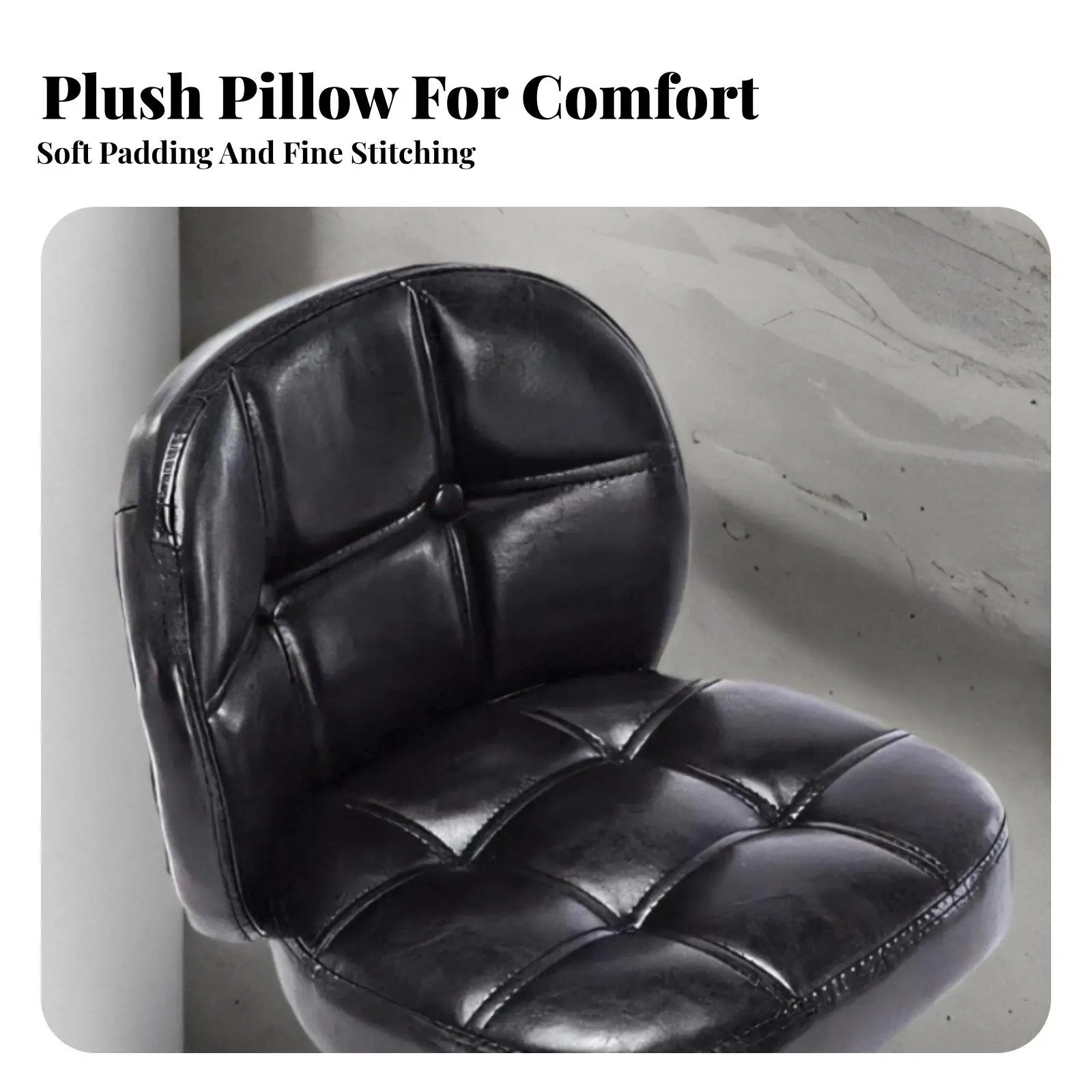 Armless Tufted Rolling Chair Height Adjustable for Bedroom, Salon, Teens, Adults