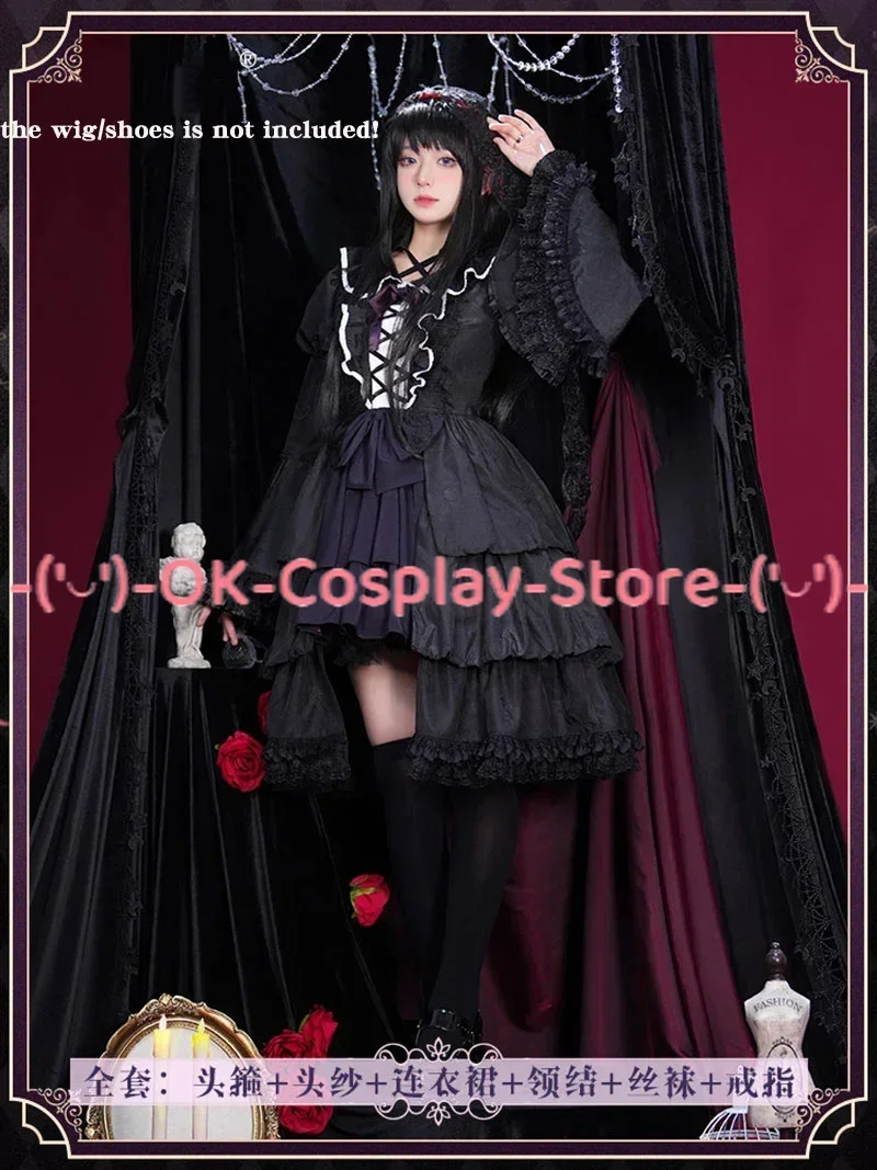 Akemi Homura Black Dress Anime Puella Magi Madoka Magica Cosplay Costume Lolita Dress Party Suit Halloween Uniforms Custom Made