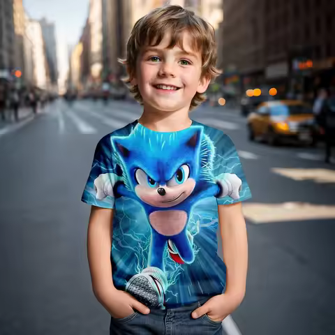 T-shirt 2025 Children's Clothes Sonic 3D for Kids Boys and Girls Cartoon Printing Animation Cosplay Clothing Accessories