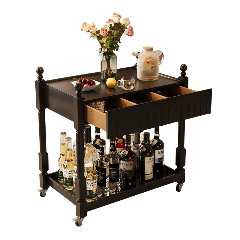 

Sofa side cabinet French side table Solid wood small side cabinet Coffee table cabinet Movable medieval trolley American shelf