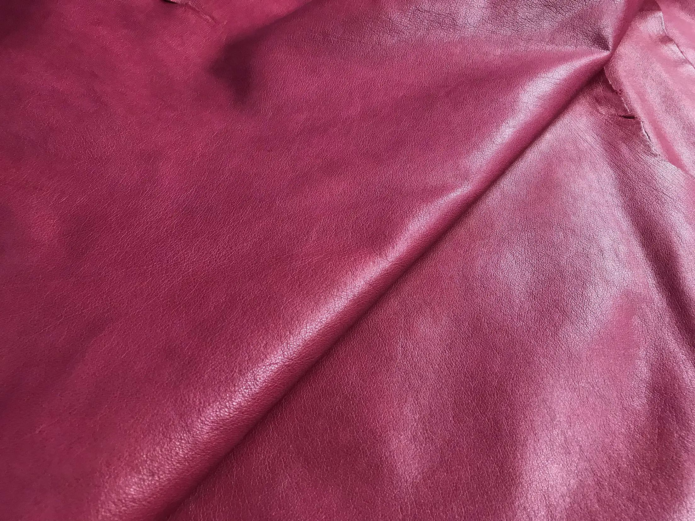 First layer cowhide vegetable tanned leather Rose pink crystal shrink grain calfskin thickness 1.4mm 15-22 sf.