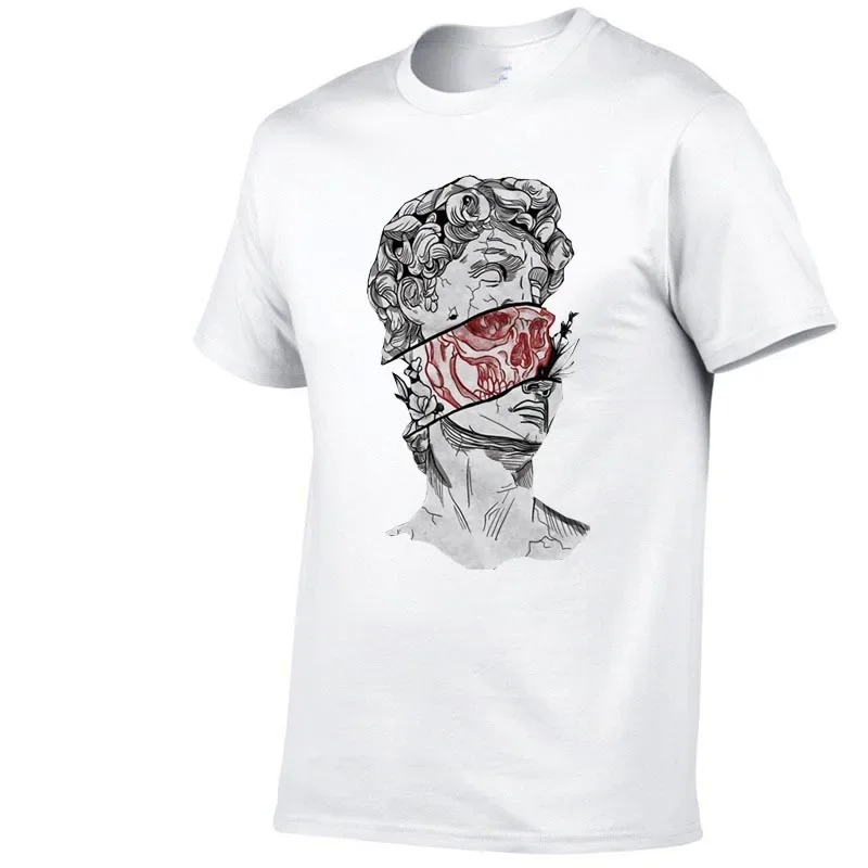 100% pure cotton summer men's and women's universal T-shirt for daily wear, preferred fashionable David statue print