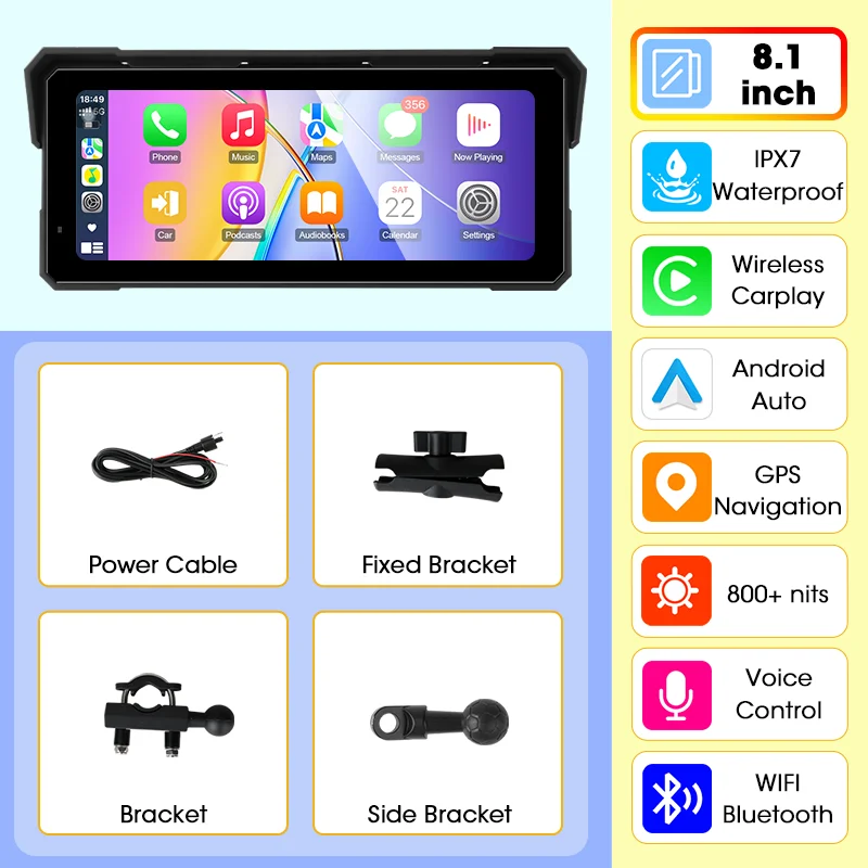 Jansite motorfiets scherm Carplay Moto navigatie draagbaar digitaal dashboard Motobike Android Auto waterdichte BT-monitor