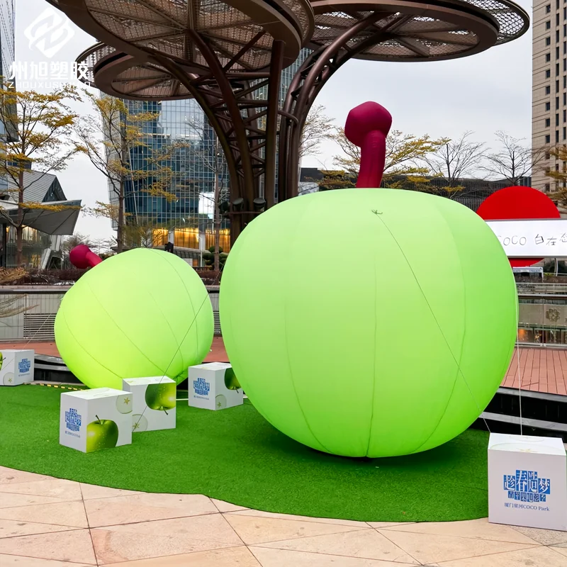 Modelli gonfiabili personalizzati di aria mela verde oggetti di scena estivi per la decorazione esterna nei centri commerciali