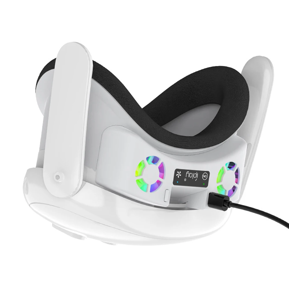 غطاء وجه مروحة التبريد مع RGB لـ Meta Quest 3 VR واجهة الوجه المبرد قناع رائع قابل لإعادة الشحن مع وسادة أنف مضادة للتسرب