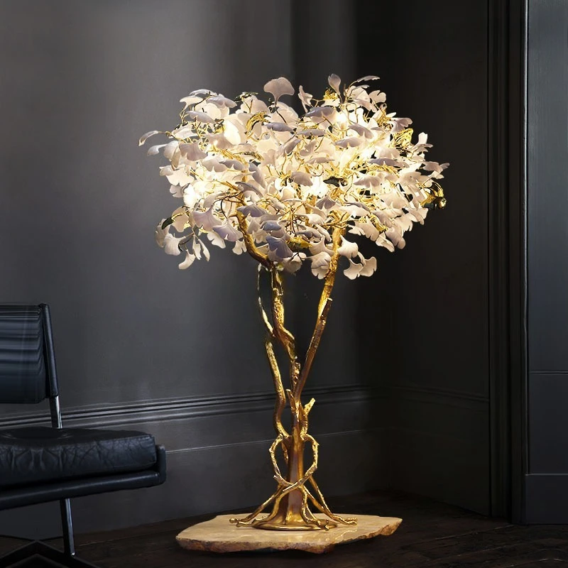 

All copper floor lamp Ginkgo ceramic leaf forest floor lamp