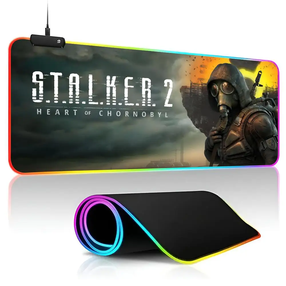 stalker 2     Mouse Pad RGB Computer Mouse Mat Gamer Keyboard Pads 900x400 XXL LED Game  Large Locking Edge Mousepad