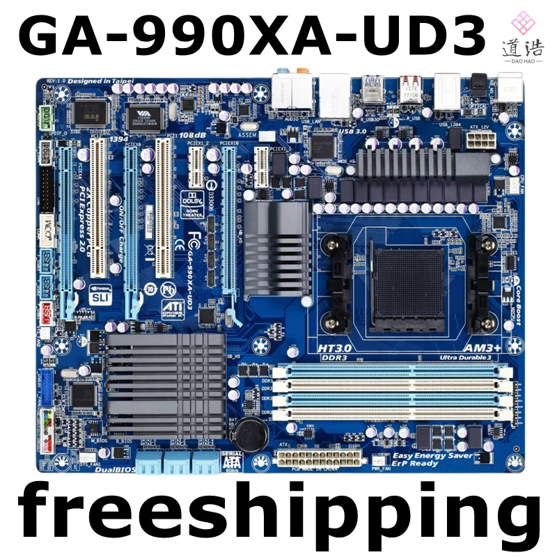 

For GA-990XA-UD3 Motherboard 32GB 3×PCI-E X16 Graphics Card Slot 6×SATA III AM3+ DDR3 Mainboard 100% Tested Fully Work