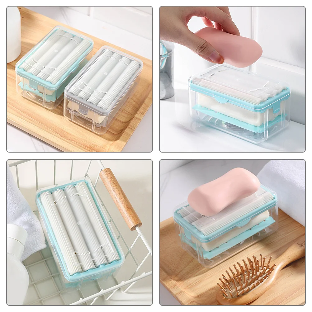 

3Pcs Soap Holder Roller Box PP Stainless Steel Multi-Purpose Soap Foaming Box Bathroom Countertop Storage