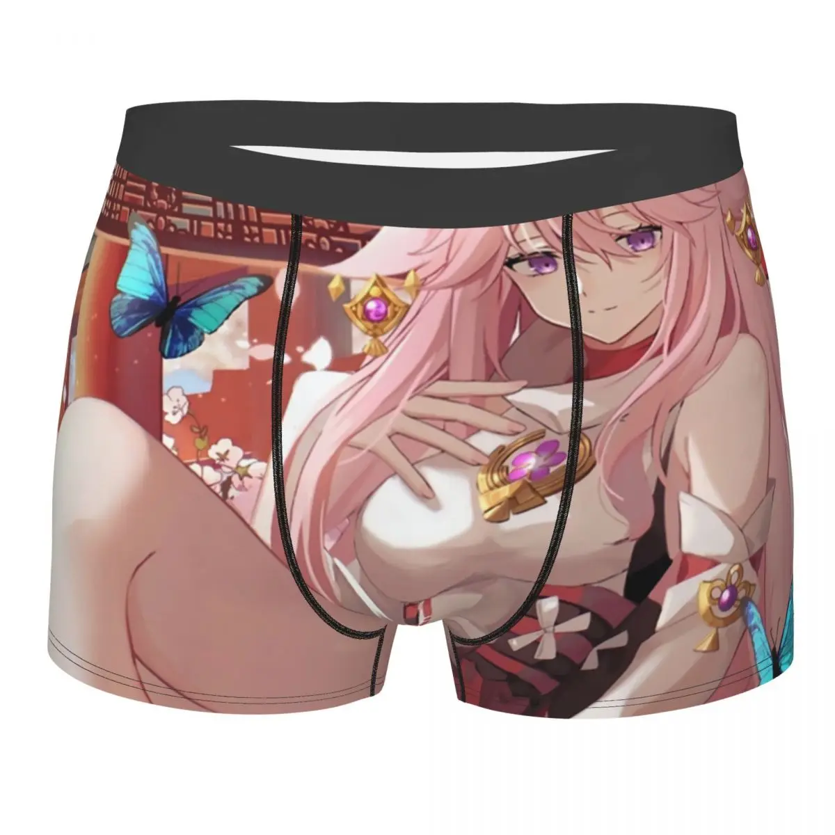 

Мужские боксерские шорты Genshin Impact Yae Miko с 3D принтом, дышащие, с анимированным мультяшным рисунком, игровое нижнее белье, трусы-брифы