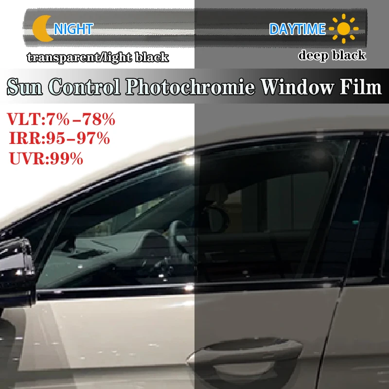 Solar Tint Photochromic Film Car home Building Window COLOR CHANGE Heat Rejection Sun Control Film Window Sticker UV Proof