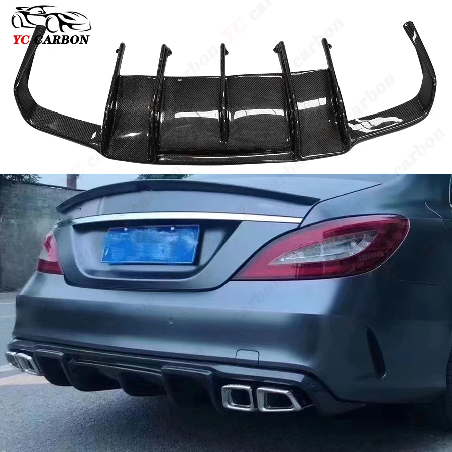 For Mercedes Benz CLS Class W218 CLS300 CLS350 2011-2017 Carbon Fiber Car Rear Bumper Diffuser Rear Side Splitters Spoiler Lip