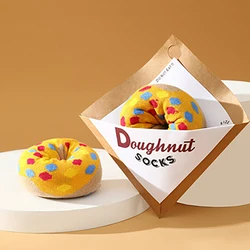 1 pair of fashionable, unique and interesting colorful donut pattern men's and women's gift socks suitable for all seasons