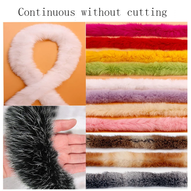 5m/Set Real Rabbit Fur DIY Sewing Trimming Ribbon Tapes for Garment Edge Shoes Fluffy Accessories Costume Crafts Fur Decoration