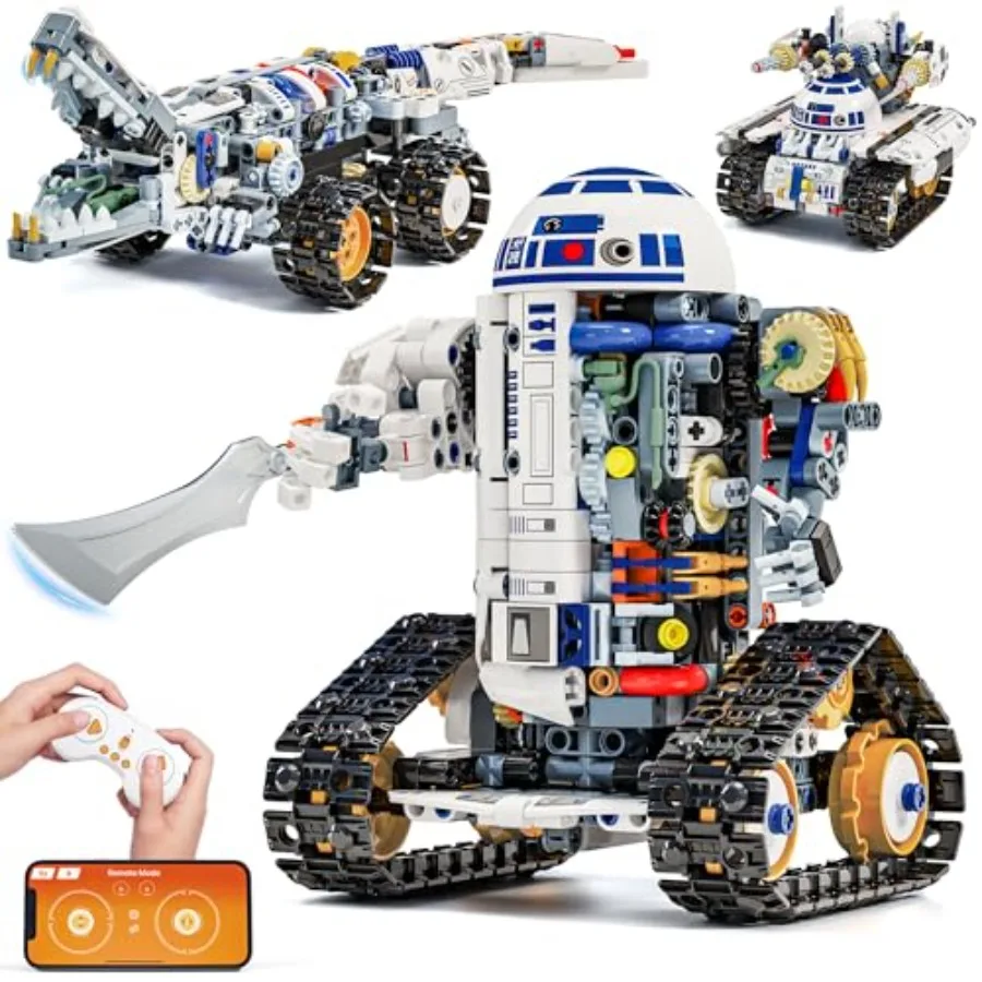 

STEM RC Robot Building Kit for kids 8-12: 3-in-1 APP remote control robotics, DIY educational toy with programmable science pro