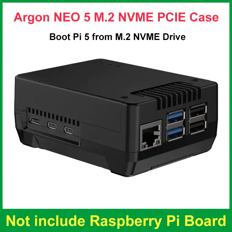 

Корпус для Raspberry Pi 5 Argon NEO, корпус из алюминиевого корпуса с ШИМ вентилятором, встроенный радиатор для Raspberry Pi 5, NVME PCIE