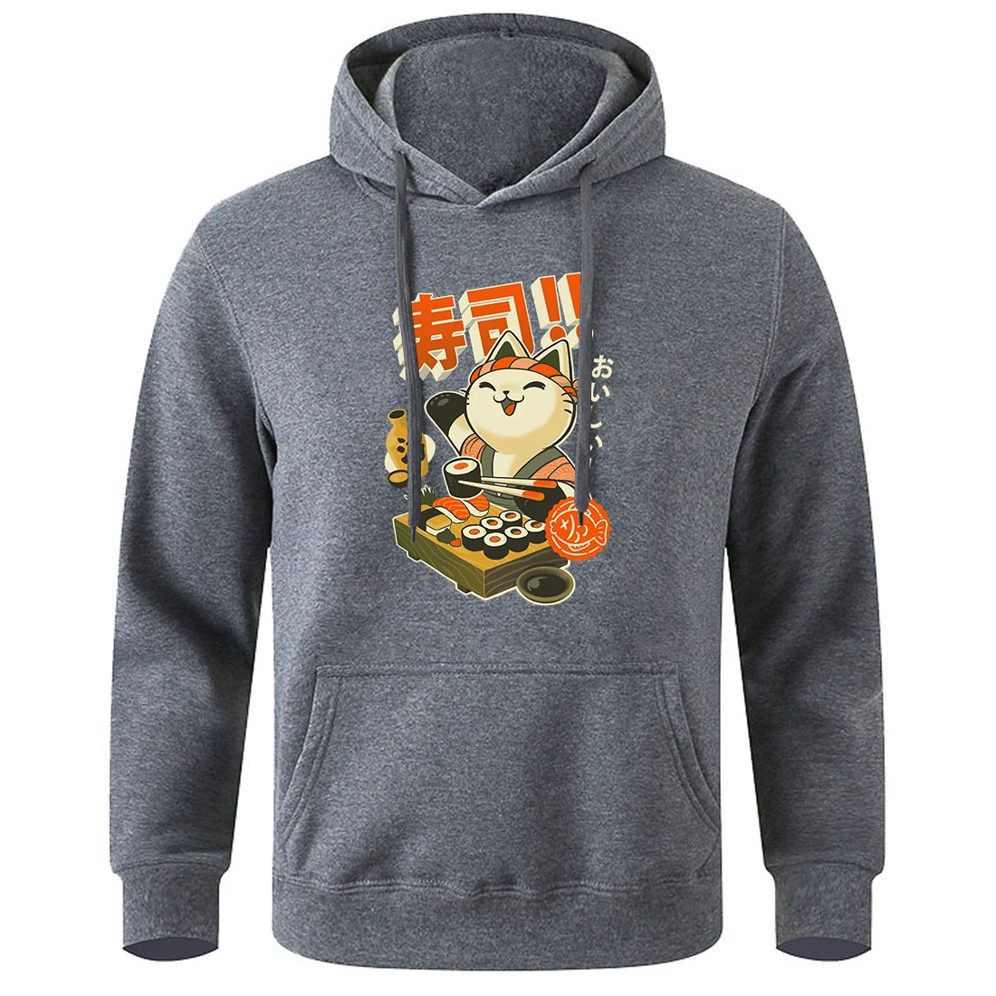 Japan Sushi Chef Cat Print For Men Hoodies Image Novelty Fashion Hoody Loose Oversized Hoodie Casual Harajuku Sports Sweatshirt