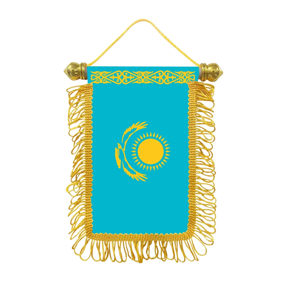 Kazakh small hanging flag 10x15cm triangular flag car decoration hanging flag double-sided pattern with suction cup